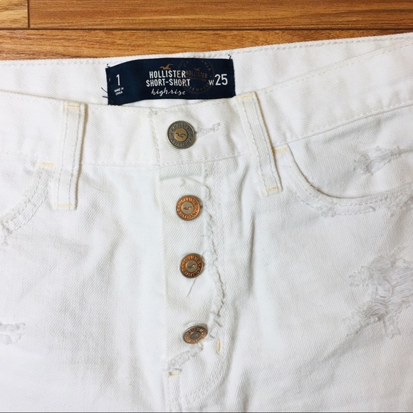 Hollister shorts women’s sz 25 denim fringe white - Picture 2 of 4